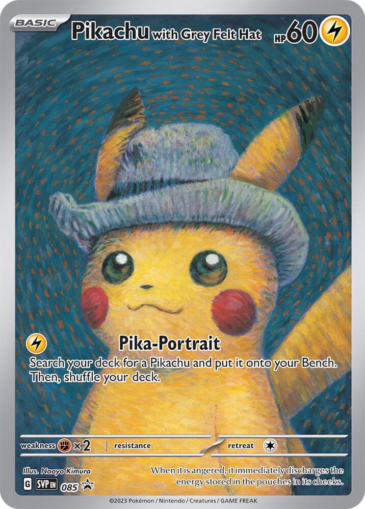 Pikachu with Grey Felt Hat card